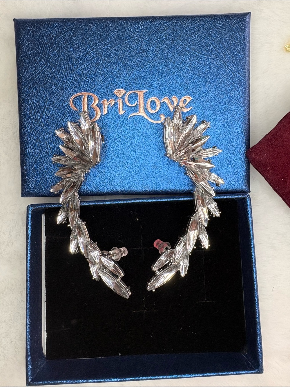 Clear Crystal Winged Ear Climbers